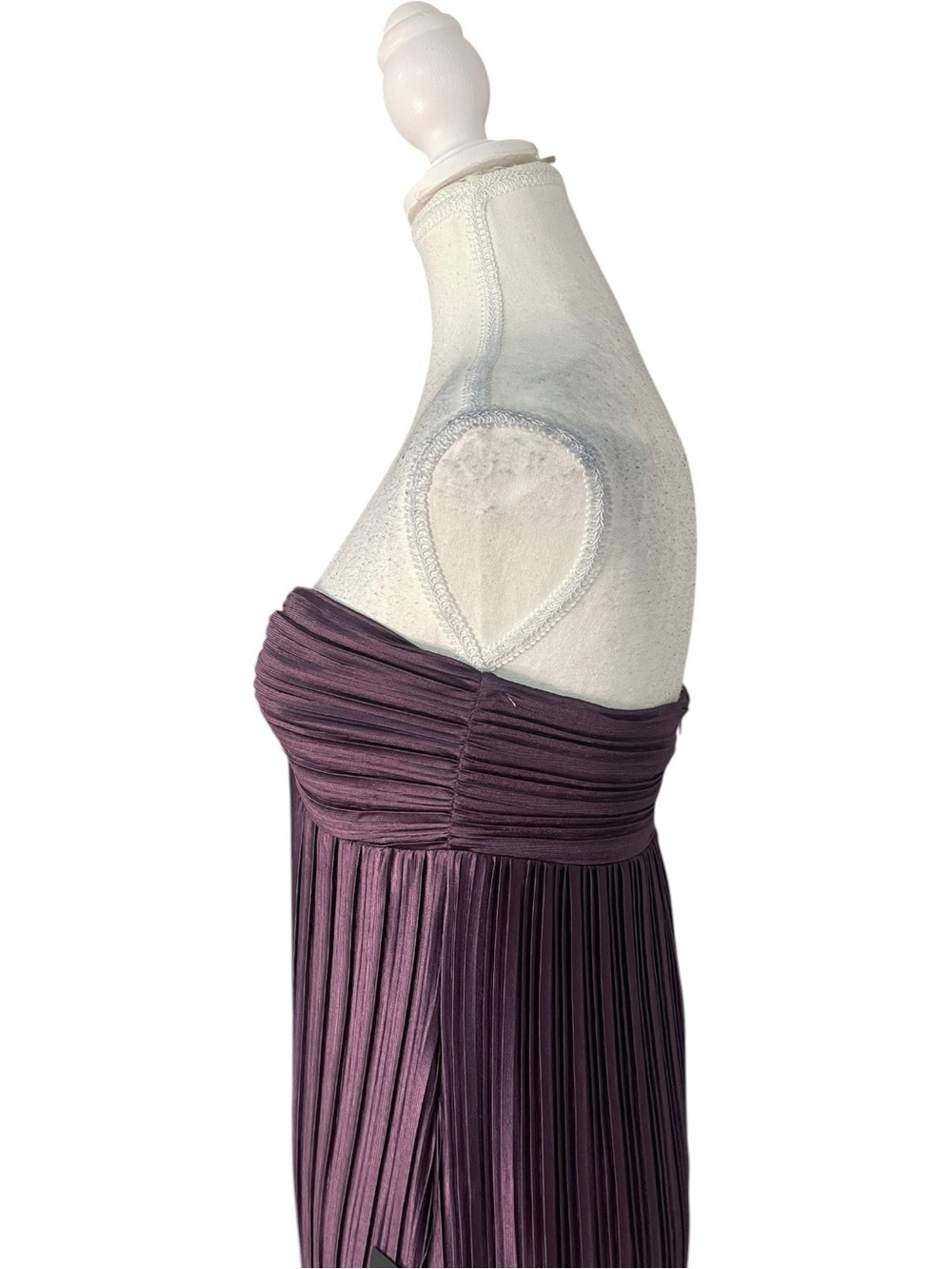 Lulus Whimsical Beauty Satin Pleated Plisse Strapless Maxi Dress Dark Purple - Picture 5 of 16